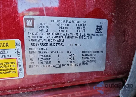 2017 Buick Enclave z USA, uszkodzony, nr VIN 5GAKRBKD1HJ277063